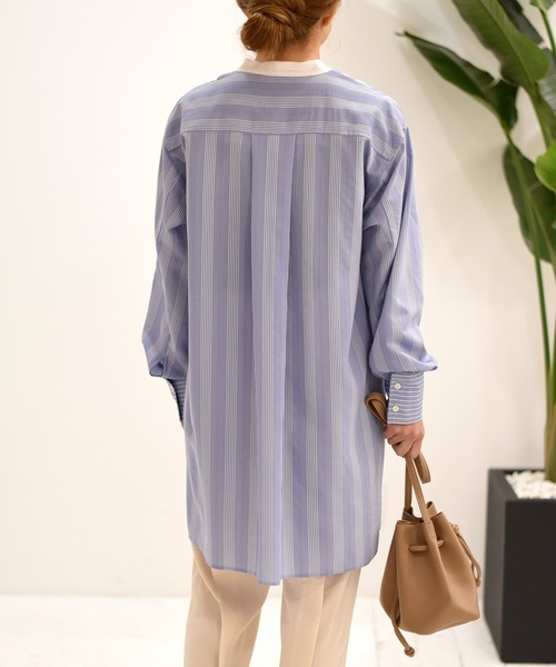 Eimee Law（エイミーロウ）の「【Eimee Law】ストライプドレスシャツ（シャツ/ブラウス・レディース・オフホワイト/サックスブルー・38）」の5枚目の写真