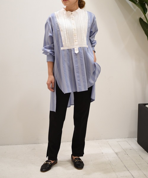 Eimee Law（エイミーロウ）の「【Eimee Law】ストライプドレスシャツ（シャツ/ブラウス・レディース・オフホワイト/サックスブルー・38）」の6枚目の写真