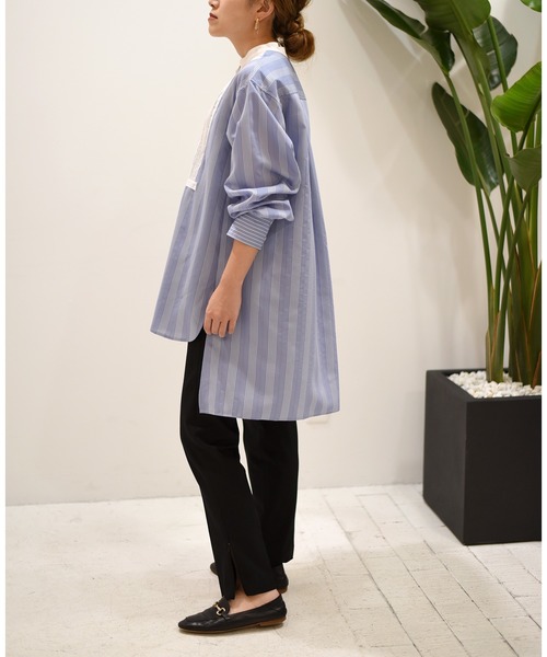 Eimee Law（エイミーロウ）の「【Eimee Law】ストライプドレスシャツ（シャツ/ブラウス・レディース・オフホワイト/サックスブルー・38）」の7枚目の写真