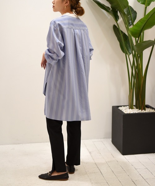 Eimee Law（エイミーロウ）の「【Eimee Law】ストライプドレスシャツ（シャツ/ブラウス・レディース・オフホワイト/サックスブルー・38）」の8枚目の写真