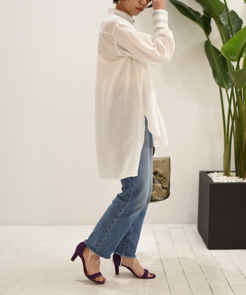 Eimee Law（エイミーロウ）の「【Eimee Law】ストライプドレスシャツ（シャツ/ブラウス・レディース・オフホワイト/サックスブルー・38）」の21枚目の写真