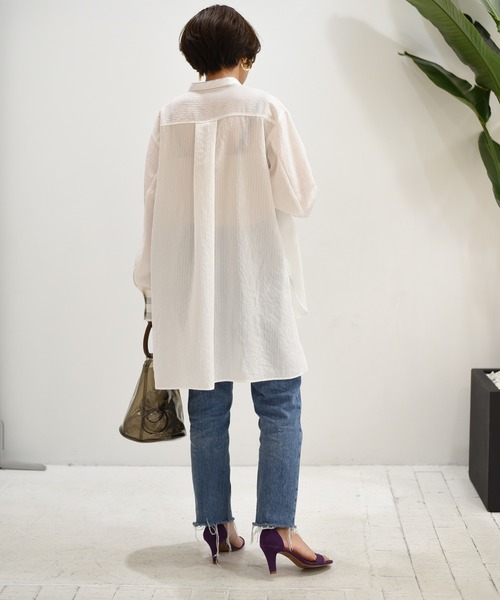 Eimee Law（エイミーロウ）の「【Eimee Law】ストライプドレスシャツ（シャツ/ブラウス・レディース・オフホワイト/サックスブルー・38）」の22枚目の写真