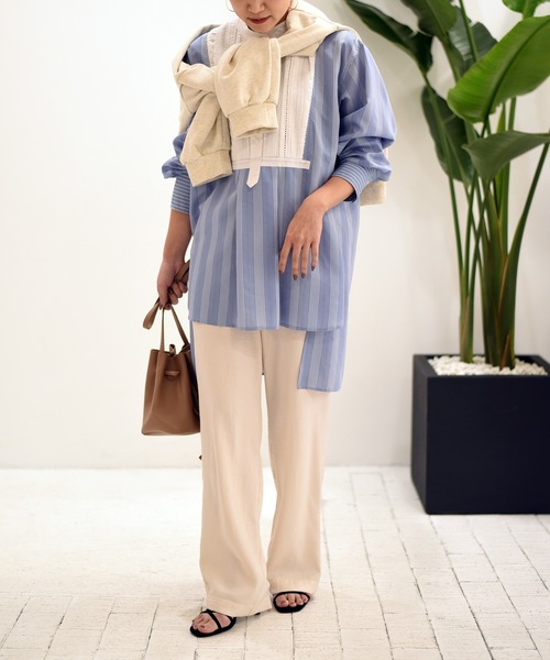 Eimee Law（エイミーロウ）の「【Eimee Law】ストライプドレスシャツ（シャツ/ブラウス・レディース・オフホワイト/サックスブルー・38）」の16枚目の写真