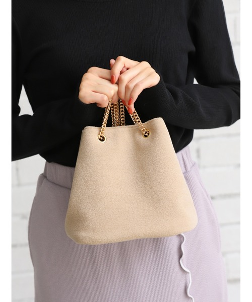 fifth（フィフス）の「ゴールドチェーンカラースクエアバッグ（ショルダーバッグ・レディース・ベージュ/ブルー/イエロー・FREE）」の2枚目の写真