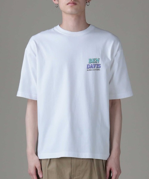 BEN DAVIS（ベンデイビス）の「【BEN DAVIS】２トーンロゴＴ（Tシャツ/カットソー・メンズ・ホワイト/オリーブ/オレンジ・M/L/XL）」の8枚目の写真
