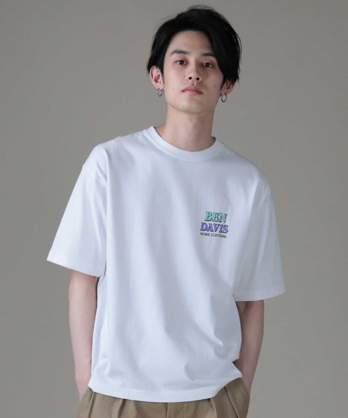 BEN DAVIS（ベンデイビス）の「【BEN DAVIS】２トーンロゴＴ（Tシャツ/カットソー・メンズ・ホワイト/オリーブ/オレンジ・M/L/XL）」の7枚目の写真