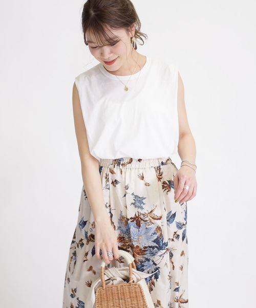 SHIPS(シップス)の「天竺ノースリーブプルオーバー◇(Tシャツ/カットソー・レディース・ホワイト/パープル/ダークグレー・ONE SIZE)」の1枚目の写真