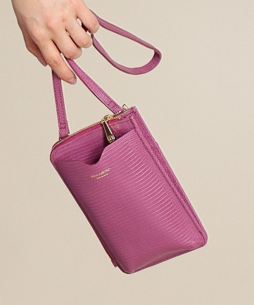 VIOLAd'ORO（ヴィオラドーロ）の「コンパクトにお出かけ★リザード調スマホ入れお財布ポシェッット【VIOLAd’ ORO ／ヴィオラドーロ】ADRIA Ｖ1289（ショルダーバッグ・レディース・アイボリー/ブラック/アッシュブラウン/サックスブルー/イエロー/グレー/ベージュ系その他/ラベンダー/ライトイエロー/ピンク/モカ/ブルーグレー/グリーン/オレンジ/ダークグレー/ライトグリーン/グレイッシュベージュ・FREE）」の16枚目の写真