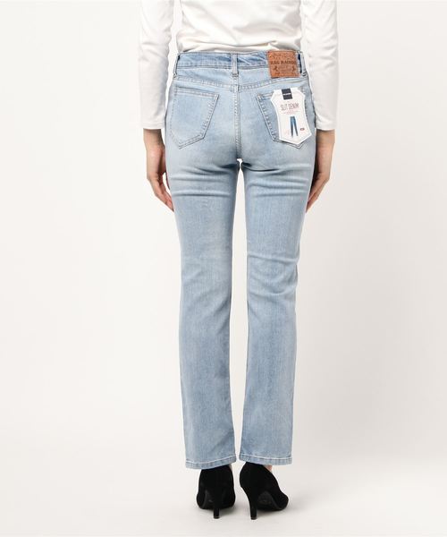 RAG MACHINE（ラグマシーン）の「【RAG MACHINE】フロントスリットデニム（デニムパンツ・レディース・ライトインディゴブルー/ブラック・S/M/L）」の3枚目の写真