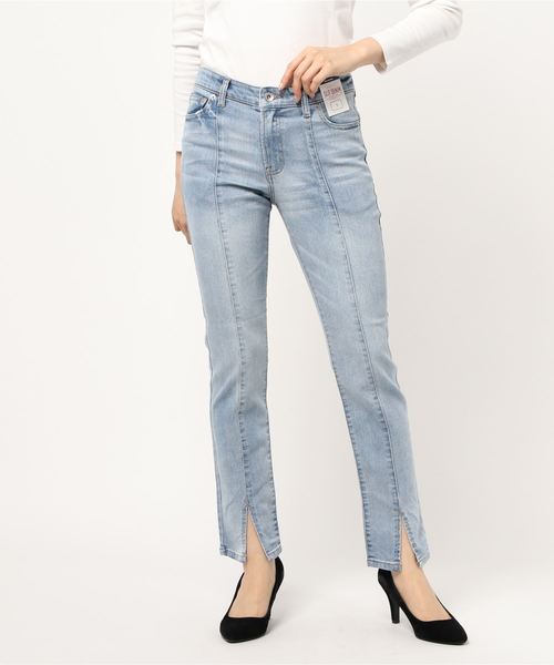 RAG MACHINE（ラグマシーン）の「【RAG MACHINE】フロントスリットデニム（デニムパンツ・レディース・ライトインディゴブルー/ブラック・S/M/L）」の14枚目の写真