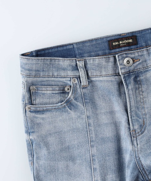 RAG MACHINE（ラグマシーン）の「【RAG MACHINE】フロントスリットデニム（デニムパンツ・レディース・ライトインディゴブルー/ブラック・S/M/L）」の8枚目の写真