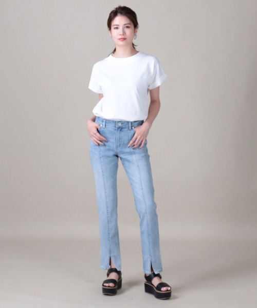 RAG MACHINE（ラグマシーン）の「【RAG MACHINE】フロントスリットデニム（デニムパンツ・レディース・ライトインディゴブルー/ブラック・S/M/L）」の13枚目の写真