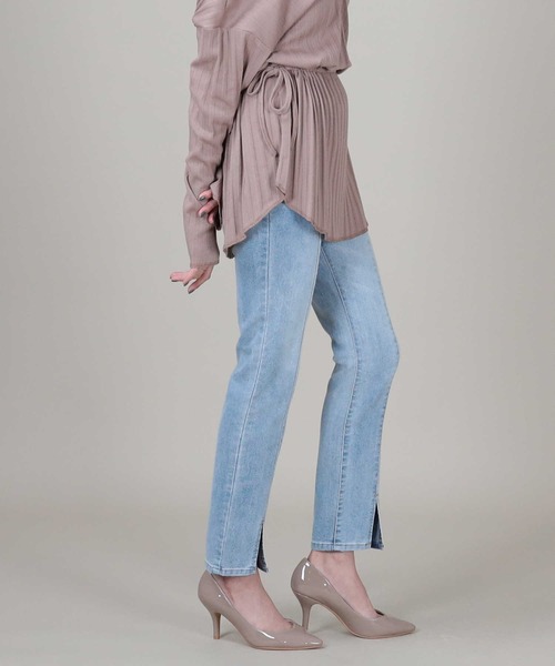 RAG MACHINE（ラグマシーン）の「【RAG MACHINE】フロントスリットデニム（デニムパンツ・レディース・ライトインディゴブルー/ブラック・S/M/L）」の20枚目の写真