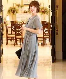 袖あり&ミモレ丈 ワンピースドレスアシンメトリー 大きいサイズ 結婚式 フォーマル オケージョンドレス お呼ばれ 二次会 成人式