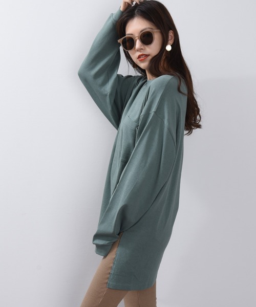 ap retro(アプレトロ)の「サイドスリットポケット付きプルオーバービッグTシャツ【ZOZOTOWN限定商品】(Tシャツ/カットソー・レディース・オフホワイト/ブラック/グレー/スモークピンク/ベージュ/グリーン・FREE)」の5枚目の写真