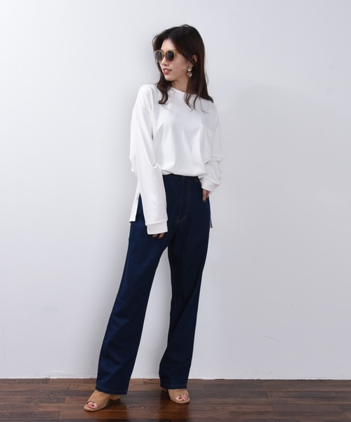 ap retro(アプレトロ)の「サイドスリットポケット付きプルオーバービッグTシャツ【ZOZOTOWN限定商品】(Tシャツ/カットソー・レディース・オフホワイト/ブラック/グレー/スモークピンク/ベージュ/グリーン・FREE)」の12枚目の写真