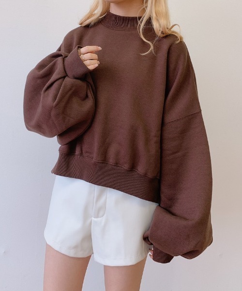 VANNIE U（ヴァニーユー）の「たぽ袖ショートスウェット（スウェット・レディース・ベージュ/ブラウン/ナチュラル・FREE）」の14枚目の写真