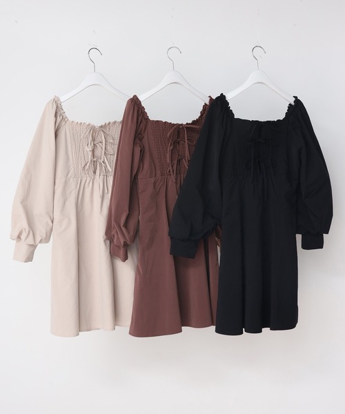 one after another NICE CLAUP（ワンアフターアナザーナイスクラップ）の「ボリュームミニワンピース（ワンピース・レディース・ブラック/ベージュ/ブラウン・FREE）」の19枚目の写真