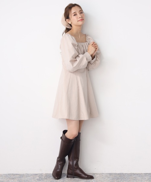 one after another NICE CLAUP（ワンアフターアナザーナイスクラップ）の「ボリュームミニワンピース（ワンピース・レディース・ブラック/ベージュ/ブラウン・FREE）」の6枚目の写真