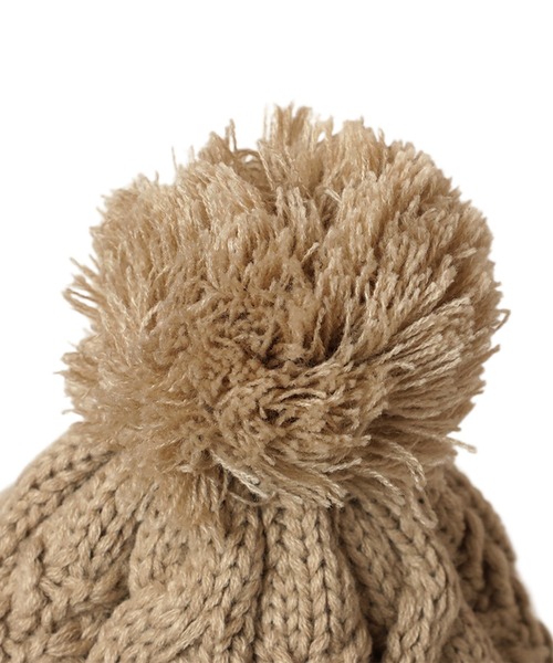 14+（イチヨンプラス）の「耳当て付きポンポンワッチ（ニットキャップ/ビーニー・レディース・アイボリー/グレー/ブラック/ベージュ/パープル/ライトグレー/グリーン/ベージュ系3・FREE）」の13枚目の写真