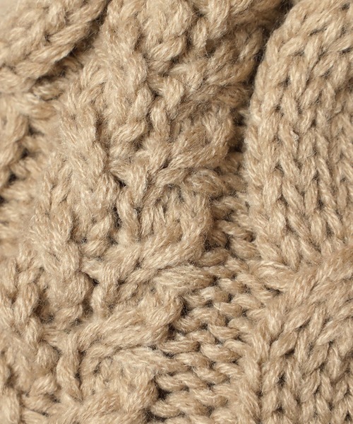 14+（イチヨンプラス）の「耳当て付きポンポンワッチ（ニットキャップ/ビーニー・レディース・アイボリー/グレー/ブラック/ベージュ/パープル/ライトグレー/グリーン/ベージュ系3・FREE）」の14枚目の写真