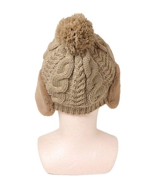 14+（イチヨンプラス）の「耳当て付きポンポンワッチ（ニットキャップ/ビーニー・レディース・アイボリー/グレー/ブラック/ベージュ/パープル/ライトグレー/グリーン/ベージュ系3・FREE）」の11枚目の写真
