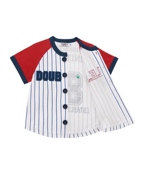 DOUBLE_B（ダブルビー）の「ベースボール半袖シャツ（シャツ/ブラウス・キッズ・ホワイト×ネイビー・90cm/100cm）」の6枚目の写真