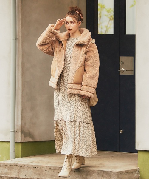 archives（アルシーヴ）の「花柄パイピングワンピース（ワンピース・レディース・ベージュ/ブラウン/グレー・MEDIUM）」の7枚目の写真