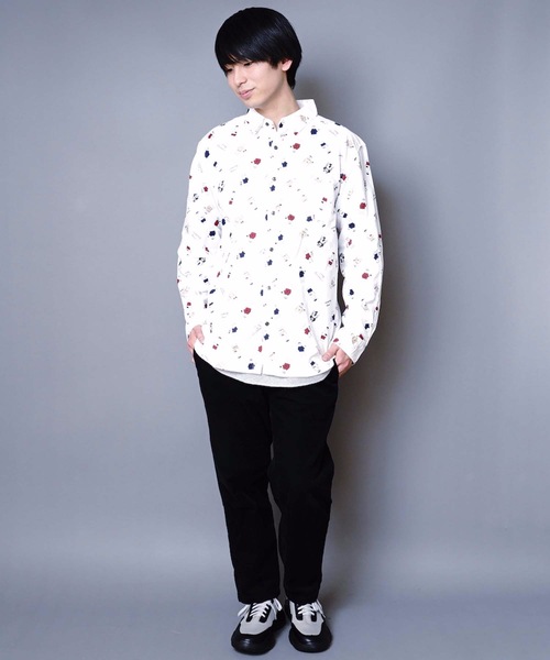 JEANS MATE(ジーンズメイト)の「オックス総柄シャツ アニマル柄 【ネコ柄】【くま柄】【女の子】の総柄プリント(シャツ/ブラウス・メンズ・グリーン/グレー/ホワイト系その他/ベージュ/その他1/ホワイト・X-LARGE/MEDIUM/LARGE)」の13枚目の写真