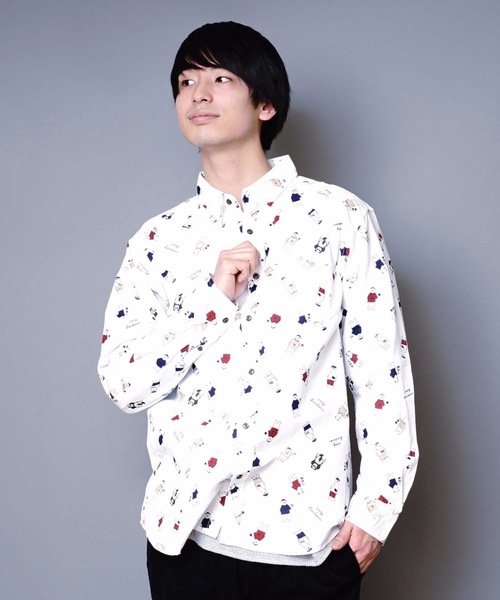 JEANS MATE(ジーンズメイト)の「オックス総柄シャツ アニマル柄 【ネコ柄】【くま柄】【女の子】の総柄プリント(シャツ/ブラウス・メンズ・グリーン/グレー/ホワイト系その他/ベージュ/その他1/ホワイト・X-LARGE/MEDIUM/LARGE)」の14枚目の写真