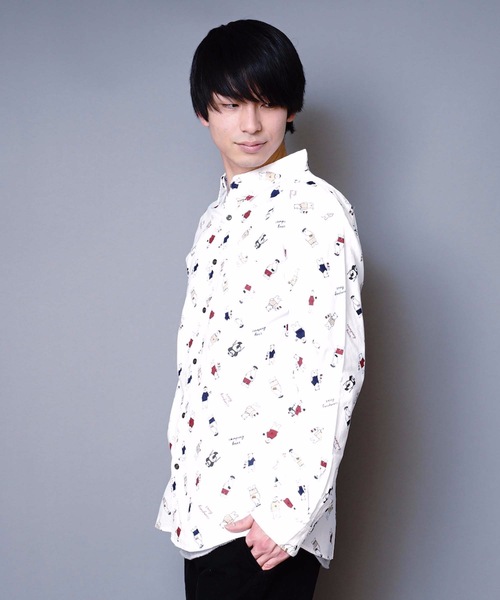 JEANS MATE(ジーンズメイト)の「オックス総柄シャツ アニマル柄 【ネコ柄】【くま柄】【女の子】の総柄プリント(シャツ/ブラウス・メンズ・グリーン/グレー/ホワイト系その他/ベージュ/その他1/ホワイト・X-LARGE/MEDIUM/LARGE)」の15枚目の写真