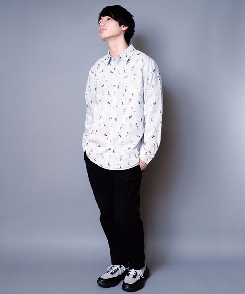 JEANS MATE(ジーンズメイト)の「オックス総柄シャツ アニマル柄 【ネコ柄】【くま柄】【女の子】の総柄プリント(シャツ/ブラウス・メンズ・グリーン/グレー/ホワイト系その他/ベージュ/その他1/ホワイト・X-LARGE/MEDIUM/LARGE)」の18枚目の写真