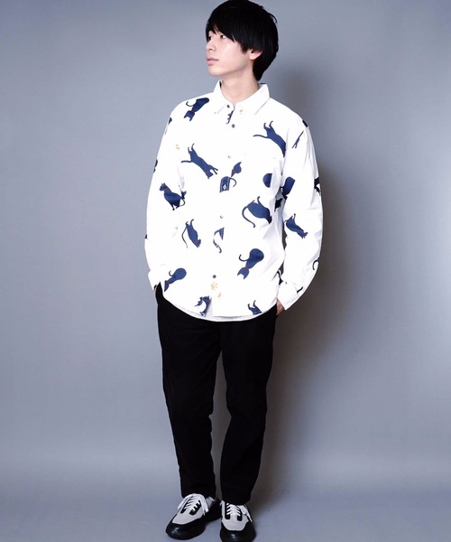 JEANS MATE(ジーンズメイト)の「オックス総柄シャツ アニマル柄 【ネコ柄】【くま柄】【女の子】の総柄プリント(シャツ/ブラウス・メンズ・グリーン/グレー/ホワイト系その他/ベージュ/その他1/ホワイト・X-LARGE/MEDIUM/LARGE)」の7枚目の写真