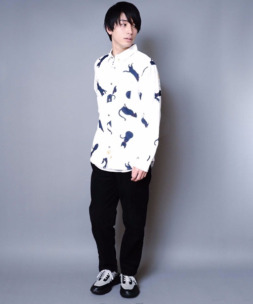JEANS MATE(ジーンズメイト)の「オックス総柄シャツ アニマル柄 【ネコ柄】【くま柄】【女の子】の総柄プリント(シャツ/ブラウス・メンズ・グリーン/グレー/ホワイト系その他/ベージュ/その他1/ホワイト・X-LARGE/MEDIUM/LARGE)」の8枚目の写真