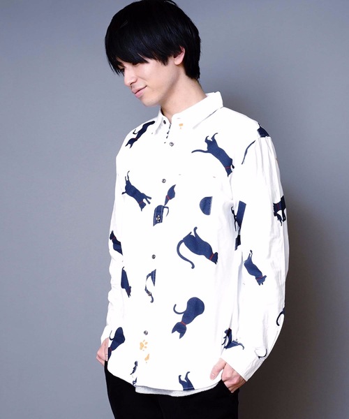 JEANS MATE(ジーンズメイト)の「オックス総柄シャツ アニマル柄 【ネコ柄】【くま柄】【女の子】の総柄プリント(シャツ/ブラウス・メンズ・グリーン/グレー/ホワイト系その他/ベージュ/その他1/ホワイト・X-LARGE/MEDIUM/LARGE)」の9枚目の写真