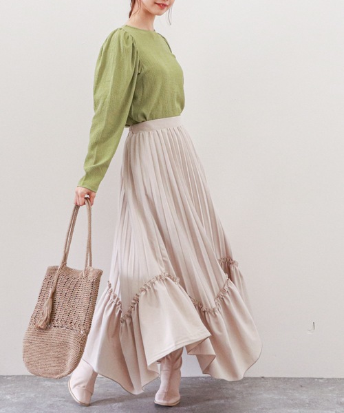 archives（アルシーヴ）の「イレヘムプリーツティアードスカート（スカート・レディース・グレイッシュベージュ/ベージュ/チャコールグレー・MEDIUM）」の13枚目の写真