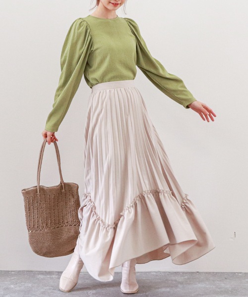 archives（アルシーヴ）の「イレヘムプリーツティアードスカート（スカート・レディース・グレイッシュベージュ/ベージュ/チャコールグレー・MEDIUM）」の6枚目の写真