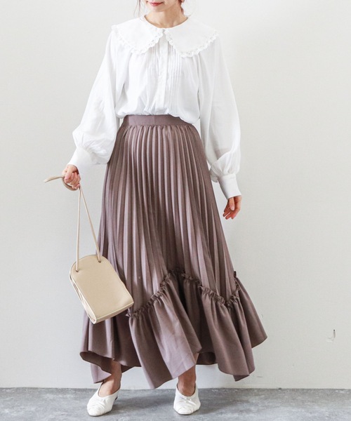 archives（アルシーヴ）の「イレヘムプリーツティアードスカート（スカート・レディース・グレイッシュベージュ/ベージュ/チャコールグレー・MEDIUM）」の17枚目の写真