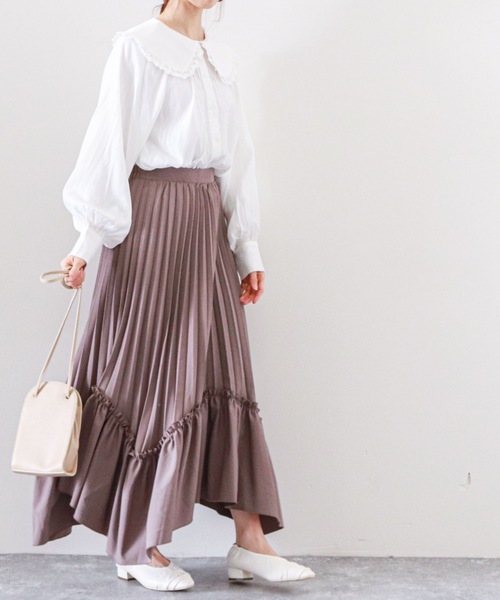 archives（アルシーヴ）の「イレヘムプリーツティアードスカート（スカート・レディース・グレイッシュベージュ/ベージュ/チャコールグレー・MEDIUM）」の11枚目の写真