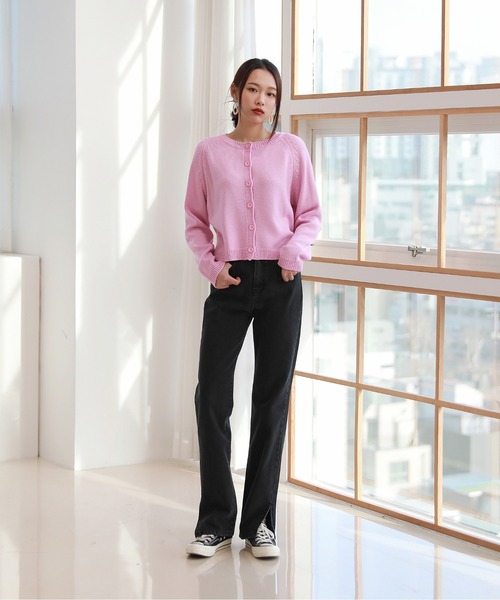 by muni:r（バイ ムニール）の「足が長く見えるシルエットハイウエストロングスリットデニム（デニムパンツ・レディース・ライトブルー/ブラック/ブルー・SMALL/MEDIUM）」の7枚目の写真