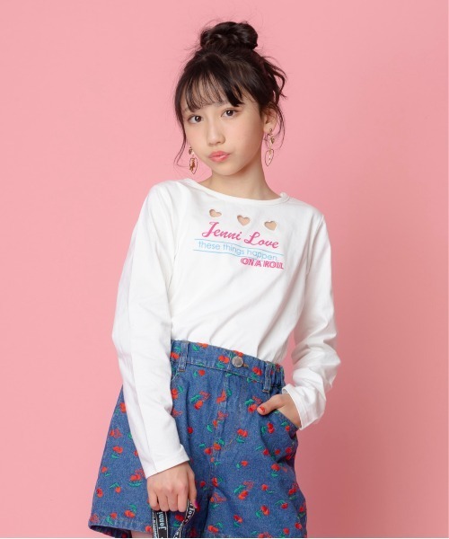 JENNI love（ジェニィラブ）の「デオドラントトリプルハートロンＴ（Tシャツ/カットソー・キッズ・オフホワイト/イエロー/ラベンダー・130cm/140cm/150cm/160cm）」の2枚目の写真