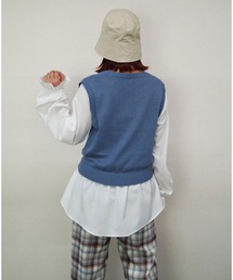 179/WG | 【WEB限定】ニットベストブラウスドッキングプルオーバー(シャツ/ブラウス)