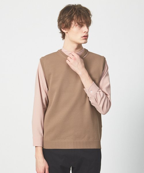 ABAHOUSE(アバハウス)の「ハイストレッチ PE天竺 ニットベスト(ニット/セーター・メンズ・ネイビー/グレイッシュベージュ/カーキ・48/46)」の11枚目の写真
