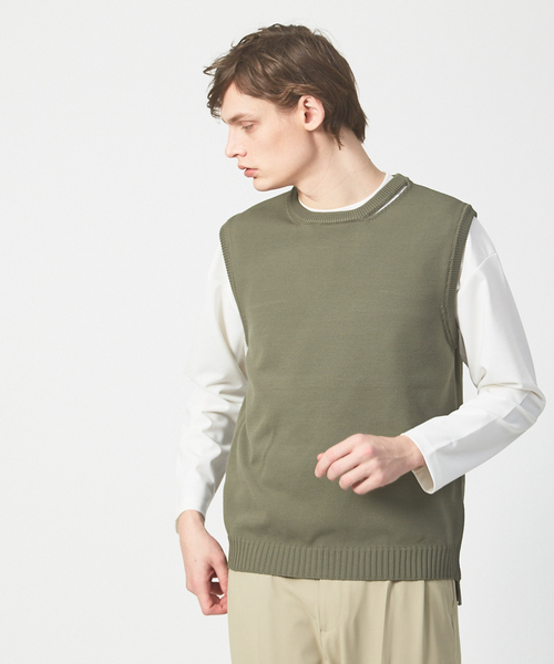 ABAHOUSE(アバハウス)の「ハイストレッチ PE天竺 ニットベスト(ニット/セーター・メンズ・ネイビー/グレイッシュベージュ/カーキ・48/46)」の16枚目の写真