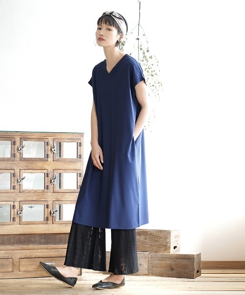 きちんと見え イージーカットソー Vネック フレンチスリーブワンピース ミディアム ワンピース Zootie ズーティー のファッション通販 Zozotown