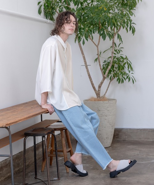 CASPER JOHN（キャスパージョン）の「Cut-off Tapered Denim Pants/カットオフテーパードデニムパンツ（デニムパンツ・メンズ・ホワイト/ライトグレー/サックスブルー・SMALL/MEDIUM/LARGE）」の13枚目の写真