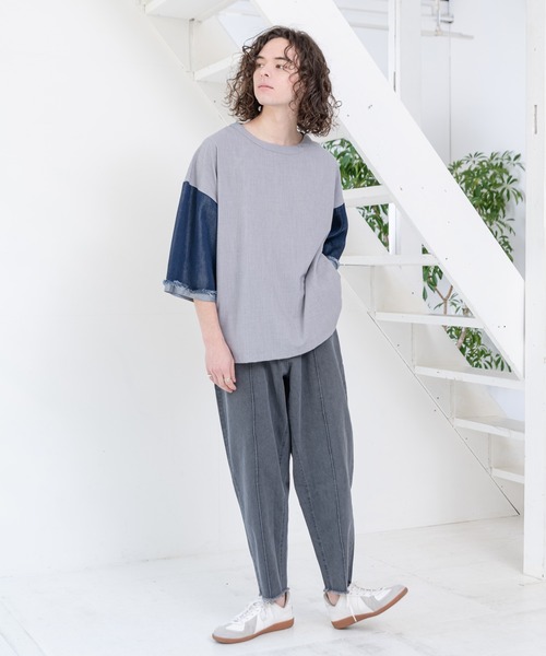 CASPER JOHN（キャスパージョン）の「Cut-off Tapered Denim Pants/カットオフテーパードデニムパンツ（デニムパンツ・メンズ・ホワイト/ライトグレー/サックスブルー・SMALL/MEDIUM/LARGE）」の16枚目の写真