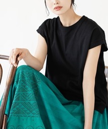 zootie（ズーティー）の「【汗が染みない シンプルTシャツ】 汗しみない Tシャツ［フレンチスリーブ］ 汗染み防止（Tシャツ/カットソー・レディース）」