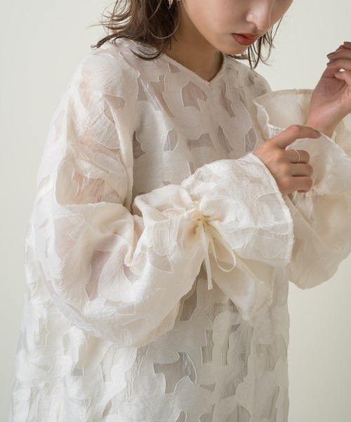 Kastane（カスタネ）の「シアージャガードレースチュニック（シャツ/ブラウス・レディース・ブラック/オフホワイト・FREE）」の7枚目の写真