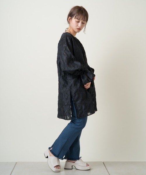 Kastane（カスタネ）の「シアージャガードレースチュニック（シャツ/ブラウス・レディース・ブラック/オフホワイト・FREE）」の10枚目の写真